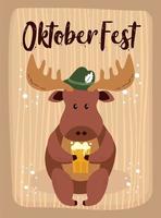 Moose Cartoon Cute Moose Animals October Beer Festival vector