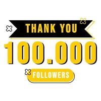 gracias plantilla de 100k seguidores de redes sociales vector