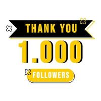 Thank you 1000 social media followers template vector