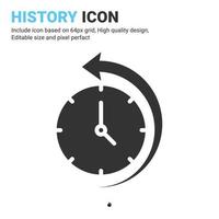 History, clock, time vector icon with solid style isolated on white background. Vector design illustration timer sign symbol icon concept for mobile apps, technology, web, alarm, ui, ux and project