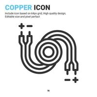 Copper icon vector with outline style isolated on white background. Vector illustration cable, wiring sign symbol icon concept for digital IT, smart home, industry, web, apps, technology and project