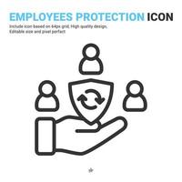 An inclusive workplace icon with filled outline style isolated on white background. Vector simple element illustration employees protection sign symbol icon concept for business. Editable color