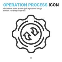 Easy operation process icon design outline style isolated on white background. Vector icon gearwheel, recycle or execute, gear, solution realization sign symbol concept for optimize, update and system
