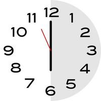 6 o'clock analog clock icon vector