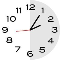 5 minutes past 2 o'clock analog clock icon vector