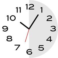 5 minutos después de las 10 en punto icono de reloj analógico vector