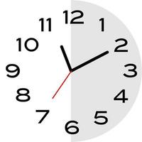 10 minutes past 11 o'clock analog clock icon vector