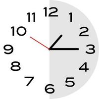 icono de reloj analógico de la 1 y cuarto en punto vector