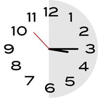 icono de reloj analógico de las 3 y cuarto en punto vector