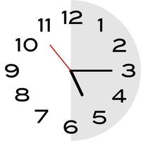 icono de reloj analógico de las 5 y cuarto en punto vector