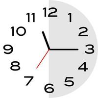 icono de reloj analógico de las 11 y cuarto en punto vector