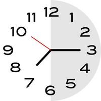 icono de reloj analógico de las 7 y cuarto en punto vector