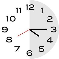 icono de reloj analógico de las 4 y cuarto en punto vector