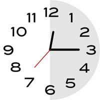 Quarter past 12 o'clock analog clock icon vector