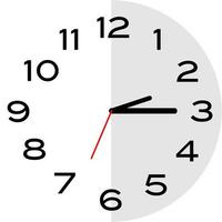 Quarter past 2 o'clock analog clock icon vector