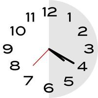 20 minutos después de las 4 en punto icono de reloj analógico vector