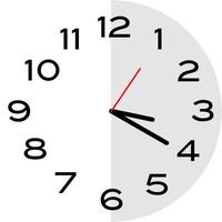 20 minutos después de las 3 en punto icono de reloj analógico vector