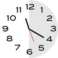 20 minutes past 11 o'clock analog clock icon vector