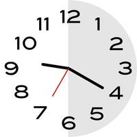 20 minutos después de las 9 en punto icono de reloj analógico vector