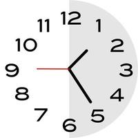 25 minutes past 1 o'clock analog clock icon vector