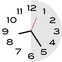 25 minutes past 8 o'clock analog clock icon vector