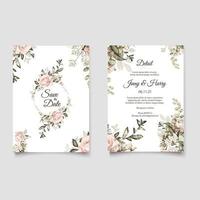 Beautiful hand drawing wedding invitation floral design vector