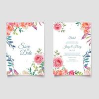 Beautiful hand drawing wedding invitation floral design vector