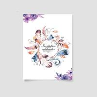 Beautiful hand drawing wedding invitation floral design vector