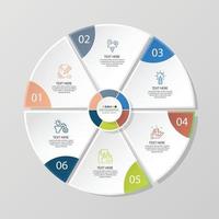 Basic circle infographic template with 6 steps. vector