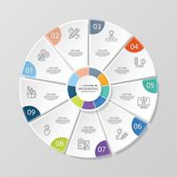 Basic circle infographic template with 9 steps, vector