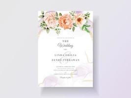 Beautiful floral hand drawn wedding invitation template vector