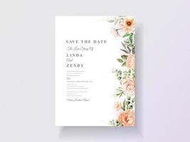 Beautiful floral hand drawn wedding invitation template vector