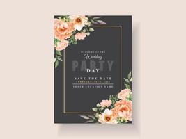 hermosa plantilla floral de invitación de boda dibujada a mano vector