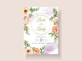 Beautiful floral hand drawn wedding invitation template vector