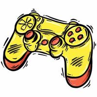 Doodle illustration vector hand drawn controller game pad joystick