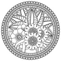 Circular pattern in the form of mandala with flower for henna, mehndi, tattoo, decoration. vector