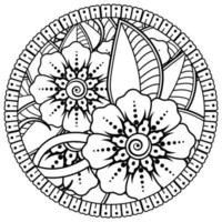 Circular pattern in the form of mandala with flower for henna, mehndi, tattoo, decoration. vector