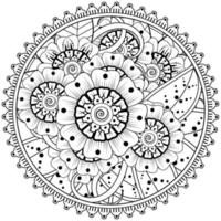 Circular pattern in the form of mandala with flower for henna, mehndi, tattoo, decoration. vector