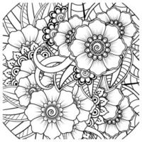 mehndi flower decorative ornament in ethnic oriental style, doodle ornament, outline hand draw. coloring book page. vector