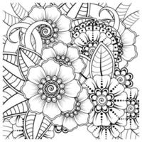 mehndi flower decorative ornament in ethnic oriental style, doodle ornament, outline hand draw. coloring book page. vector