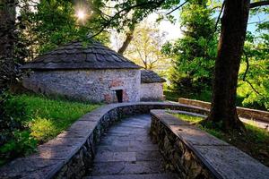 Old iconic iceboxes warehouses on the shore of Lake Varese photo