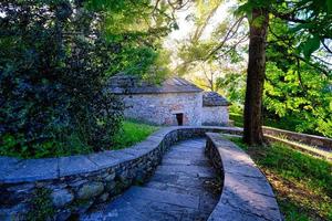 Old iconic iceboxes warehouses on the shore of Lake Varese photo