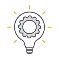 Innovation thin line symbol, cogwheel and lamp bulb  Icon. Innovation logo. Vector Illustration