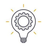 Innovation thin line symbol, cogwheel and lamp bulb  Icon. Innovation logo. Vector Illustration