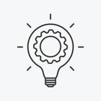 Innovation thin line symbol, cogwheel and lamp bulb  Icon. Innovation logo. Vector Illustration