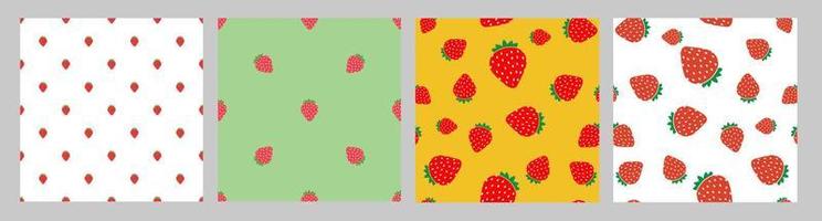 Simple Sweet Strawberry Seamless Pattern Background set. Vector Illustration