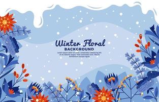 Flowers Blooming During Winter on a Snowy Path vector