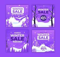 Collection winter sale social media post vector
