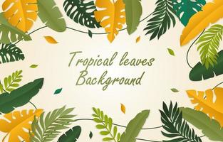 Gradient tropical flat background mural different leaves vector