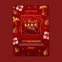 cartel de fiesta de navidad regalo de caja roja vector